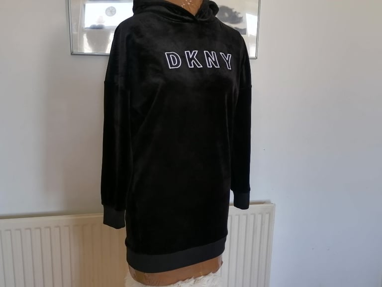 image for Vintage 00's Designer DKNY  Velvet Velour Long HOODIE. Nr Mint Cond . Size : S 
