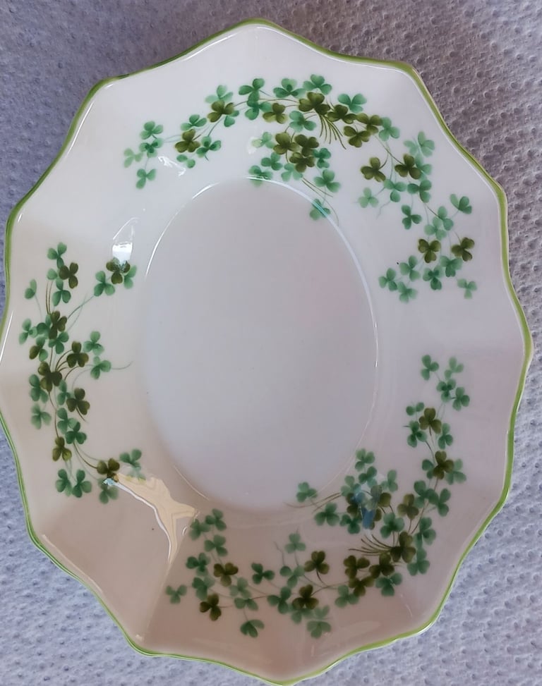 image for Royal Albert Candy/Trinket dish, Bone china, Green Shamrock pattern, gold edging