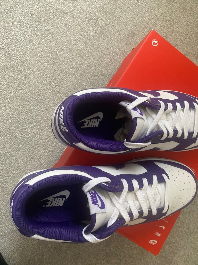  Nike Dunk Low Retro Shoes/Trainers,9(UK),White/Court Purple,New with Box