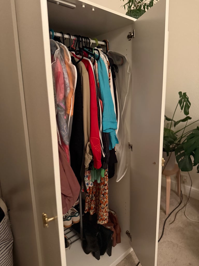 White IKEA Wardrobe with Golden Cactus Handles (added extra)