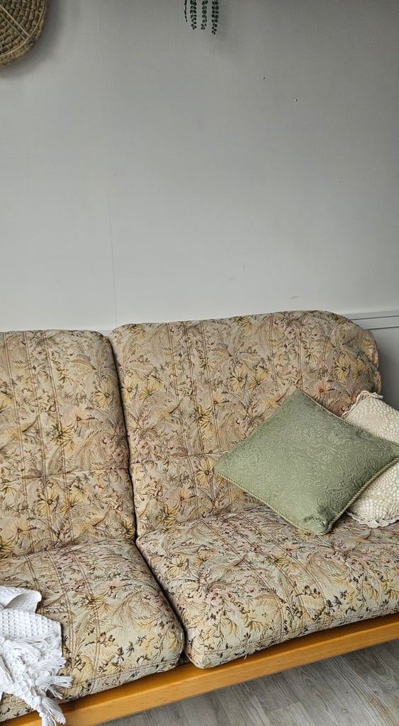 Vintage Ercol 766 Jubilee Three-Seater Sofa – Blonde Wood – Mid-Century Modern