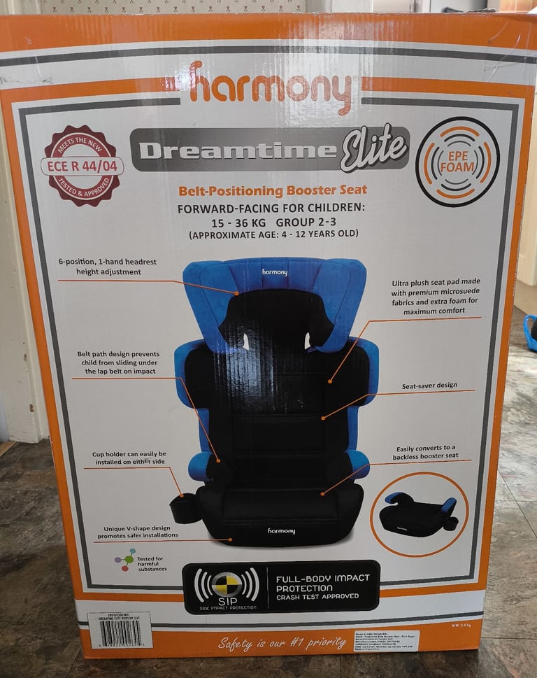 Harmony Dreamtime Elite High Back Car Booster Seat 15Kg - 36Kg Ages 4-12