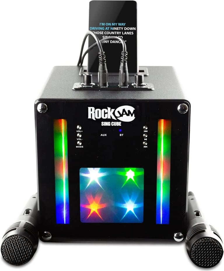 Rockjam Bluetooth Karaoke Machine with Two Mics, Rechargeable