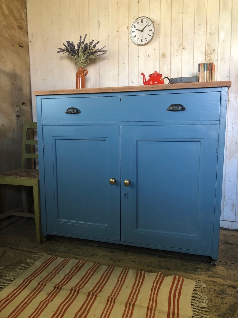 image for Antique solid pine kitchen island sideboard dresser cupboard freestanding unit free local delivery