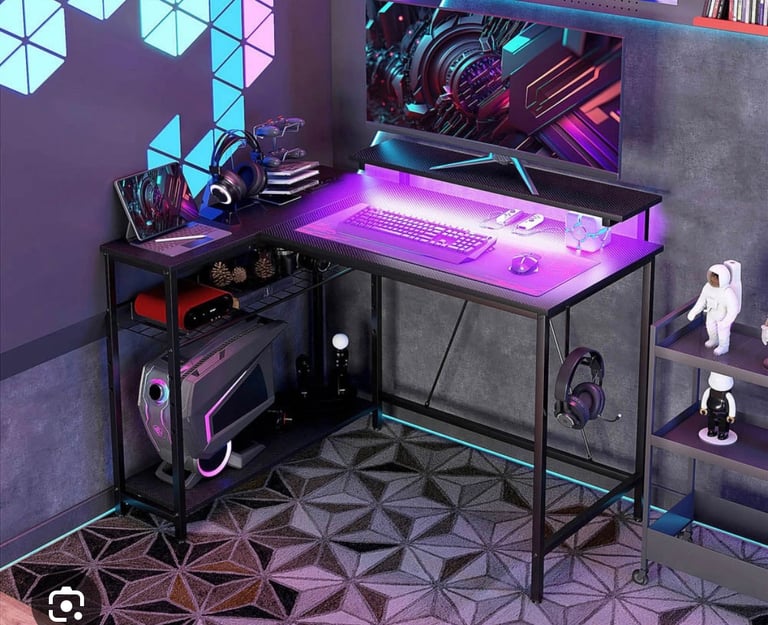Gaming LED Corner Black Desk