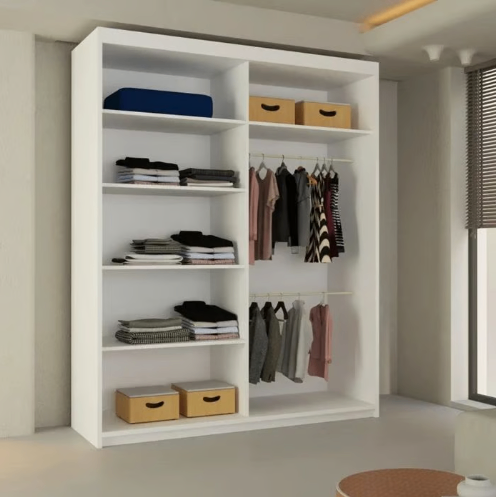 Brand New - Lisbon Mirror Sliding Door Wardrobe - White - SAME/NEXT DAY DELIVERY
