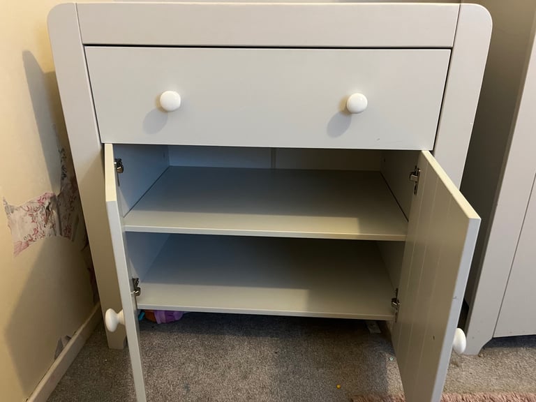 Grey matching nursery wardrobe and draws/changing table