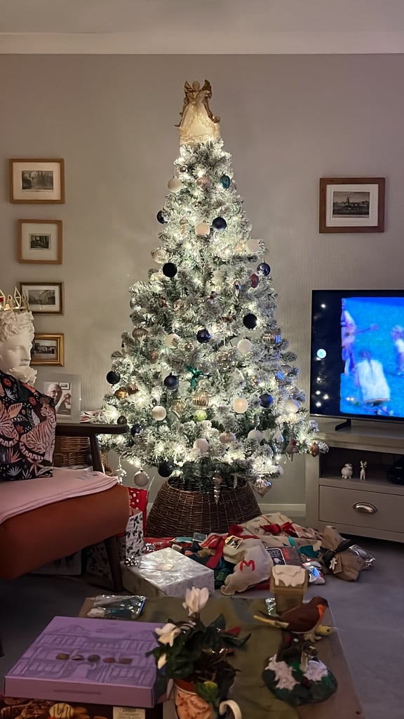 6ft pre-lit snow covered Christmas tree