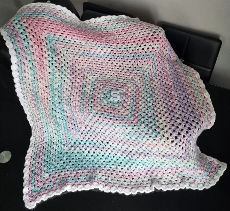 Crochet Baby Blanket, Personalised, Multicoloured
