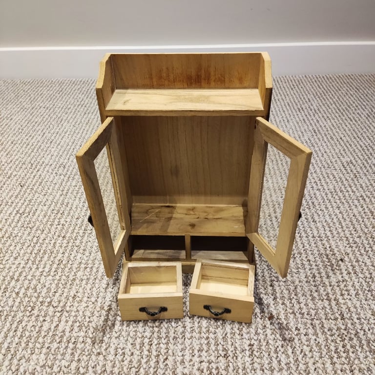 Small Wooden Storage Display Cabinet Brown