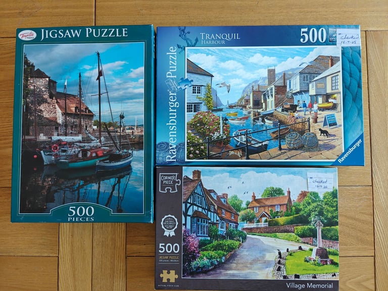 image for JIGSAW PUZZLE BUNDLE , VARIED SUBJECTS 3 X 500. .ALL CHECKED & COMPLETE 