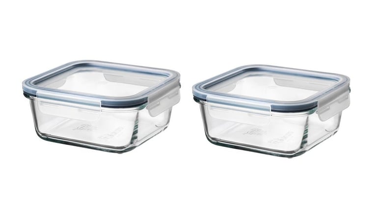image for 2 x New IKEA Glass Food Container with Clip Lids Oven Air Fryer Microwave Freezer Dishwasher Safe