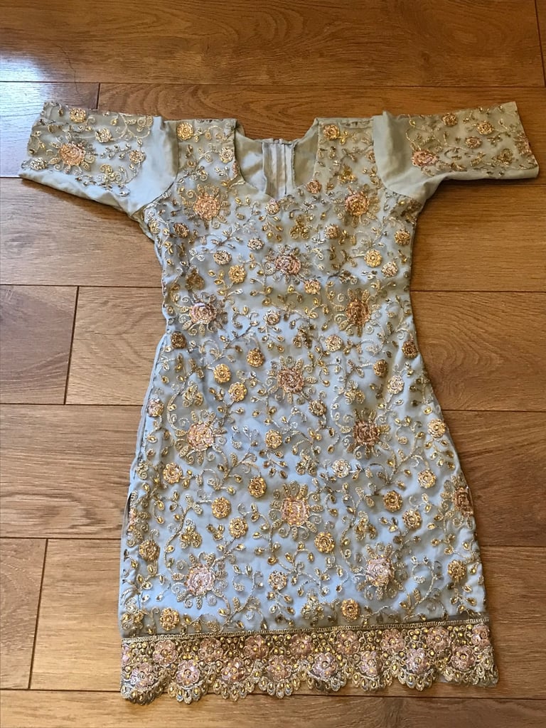 Beautiful net grey and gold suit 