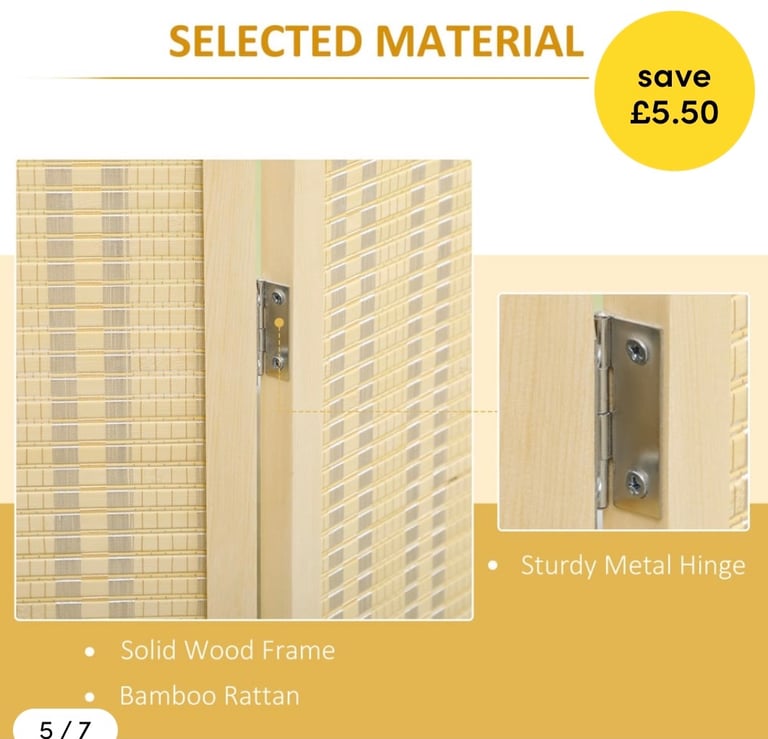 Portland Natural 180 x 180cm 4 Panel Folding