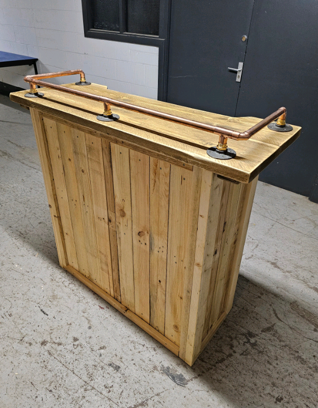 Rustic Reclaimed Wood & Copper Pipe Bar