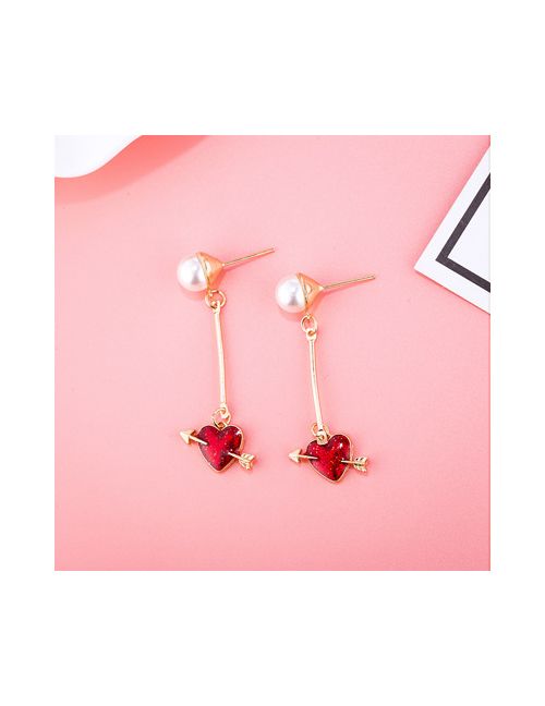 image for Gold Heart Long Drop Earrings