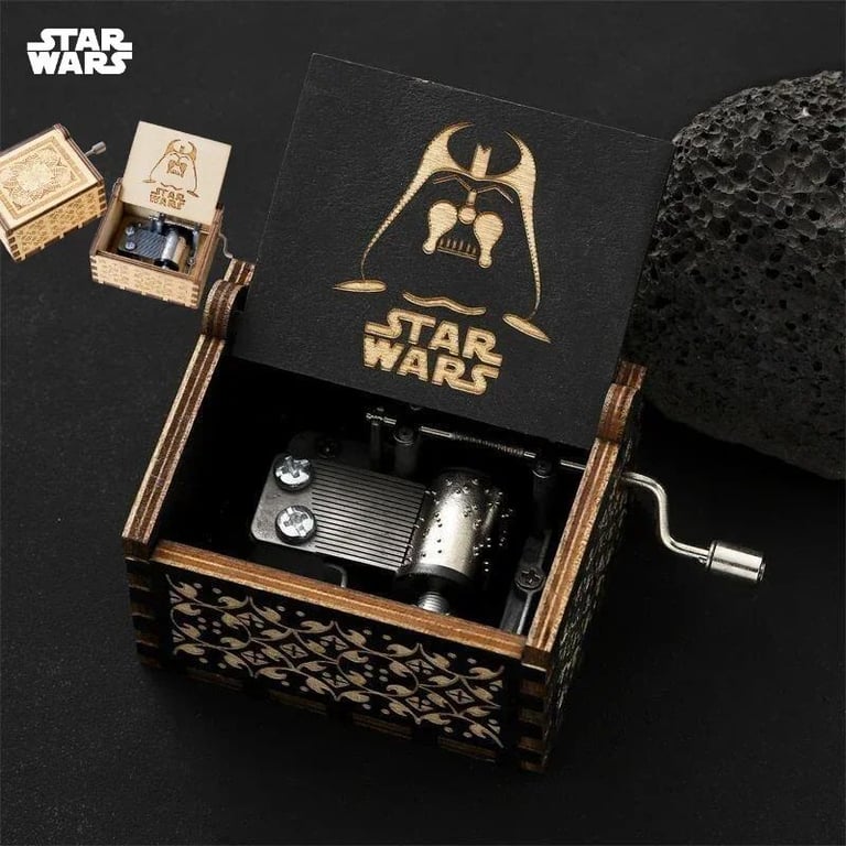image for Galactic Warrior Theme Wooden Hand-Crank Music Box Creative Gift for Birthday Wedding, or Decoration