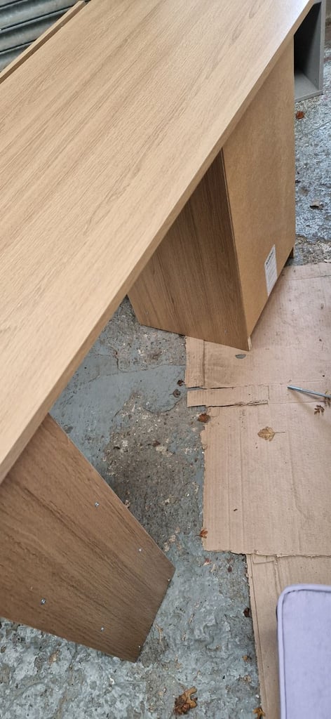 Argos home malibu 3 drawer office desk only - oak effect - Assembled - Slight marks to top