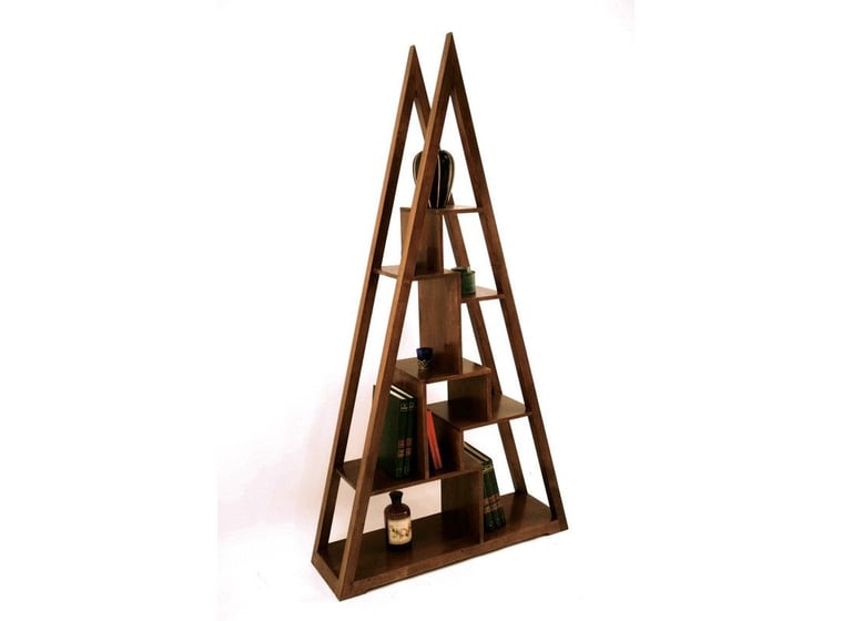 image for Stunning Mango Wood Triangular Display Unit