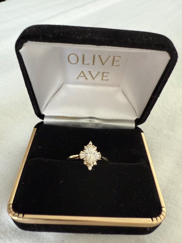 image for 14ct gold moissanite engagement ring size 5.5