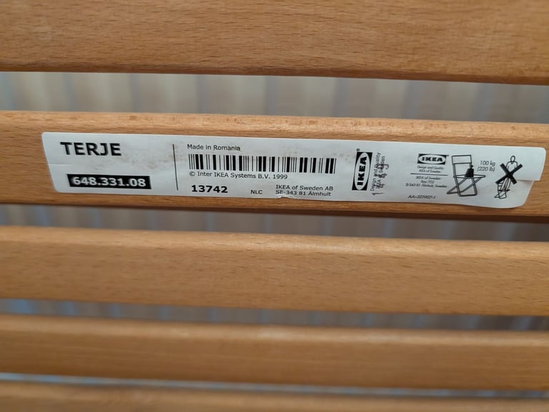 2 x Foldable IKEA Terje Wooden Chairs