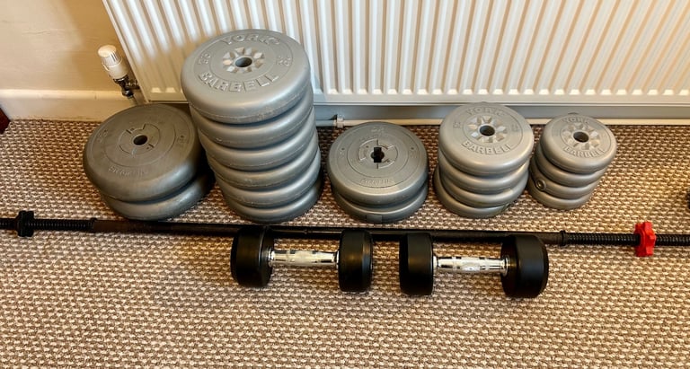 image for Pair of 8kg dumbbells £30 & Assorted weights £100