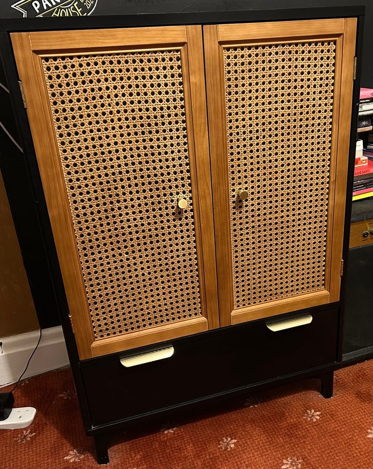 image for Black gold rattan cupboard 