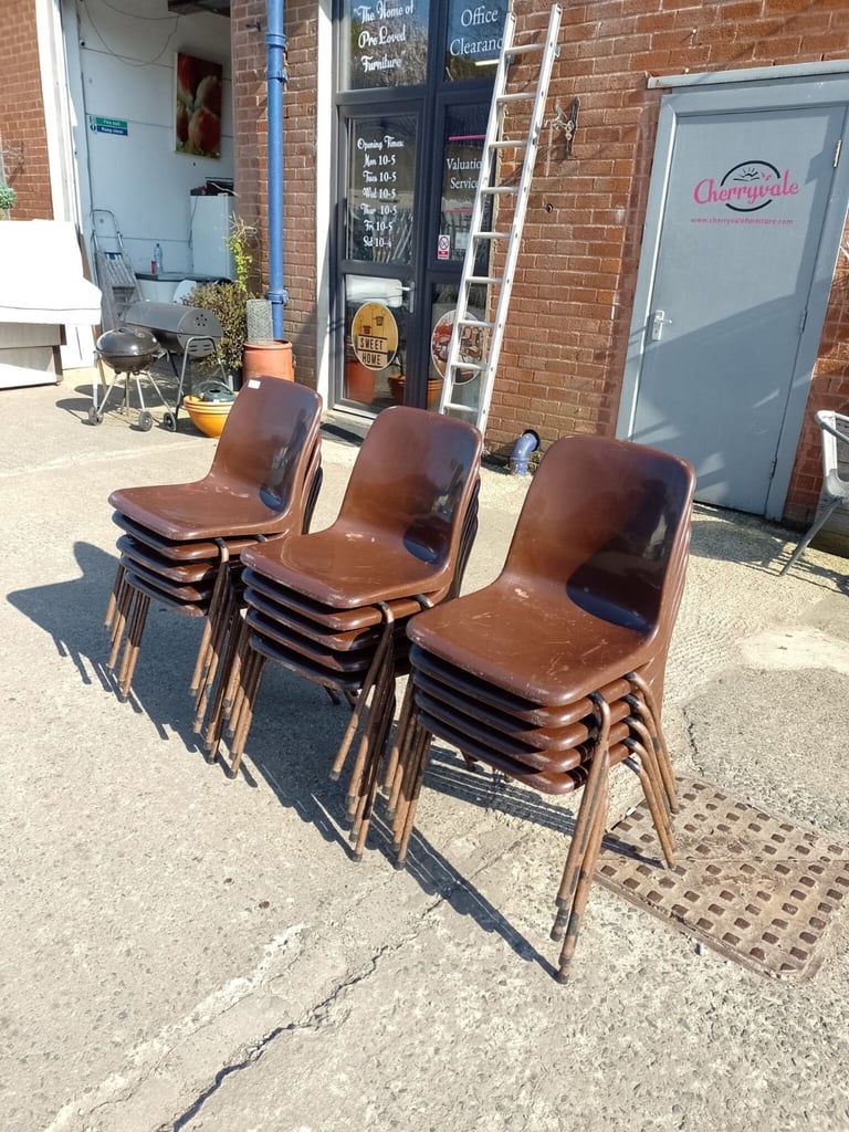 Brown stacking chairs, Ref:18321 15 available @ £10 each £10.00