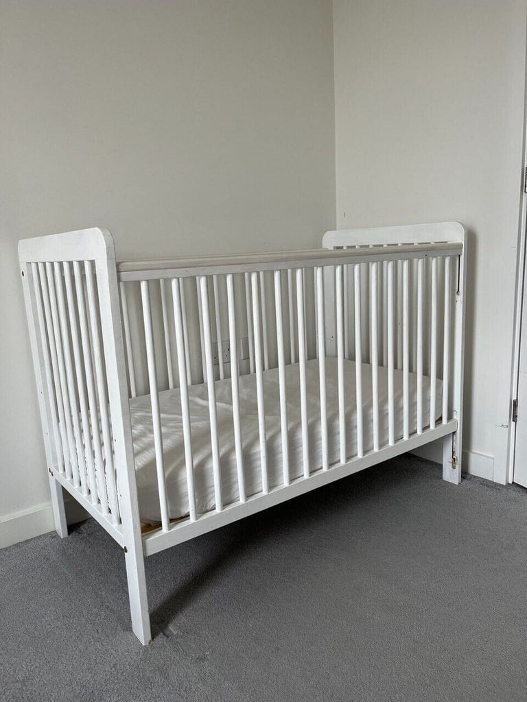 John Lewis Eric Wooden Baby Cot and Mattress,