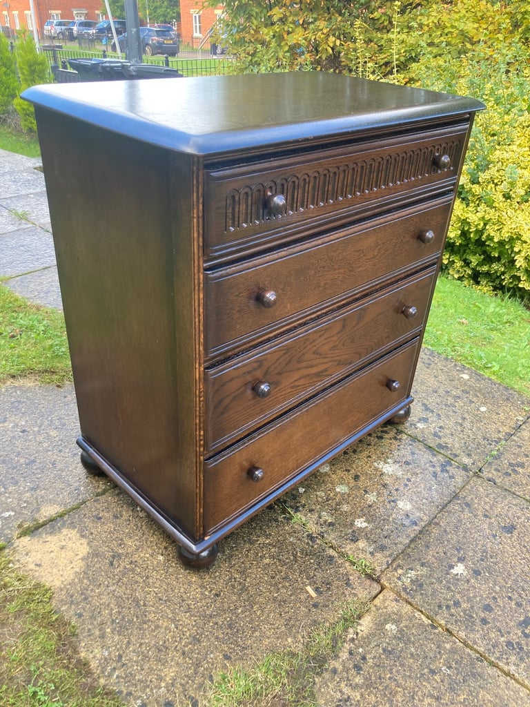 Antique mid century oak chest of drawer and side table set (delivery available)