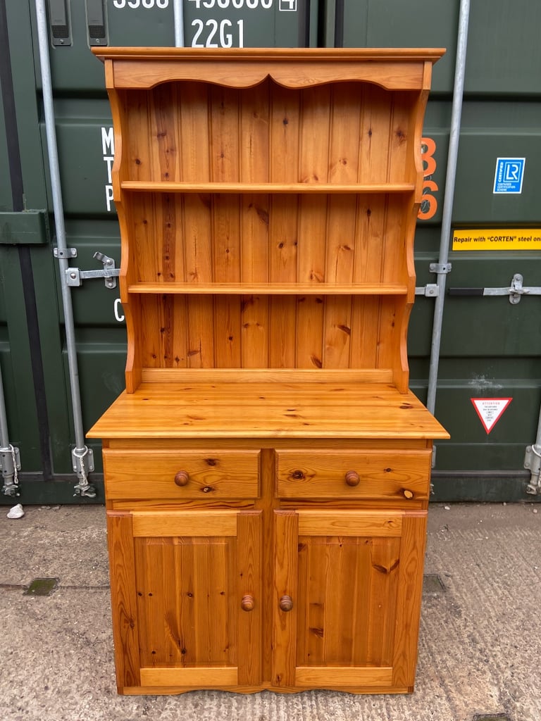 Solid Pine 2 Door 2 Drawer Dresser Sideboard Open Kitchen Storage