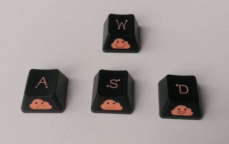Set of 4 WASD backlit mechanical keyboard keycaps (Cherry MX compatible)