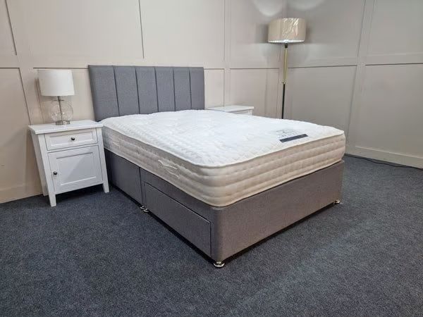 image for Today Delivery ~ Double Divan bed With Mattress Grey FREE HOME DELIVERY ~~