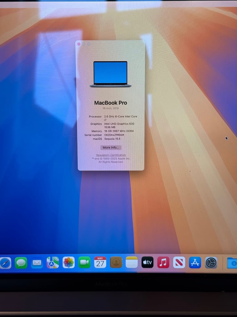 MacBook Pro 16-inch 2019 i7 16GB RAM 512 SSD