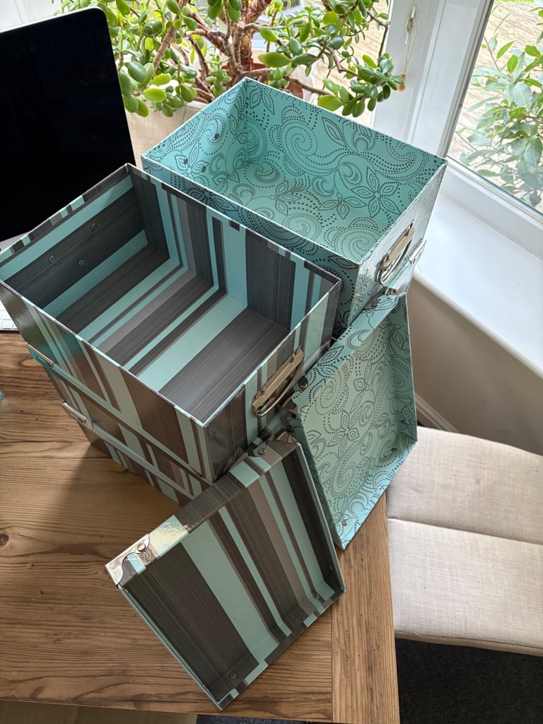 Set of six storage boxes