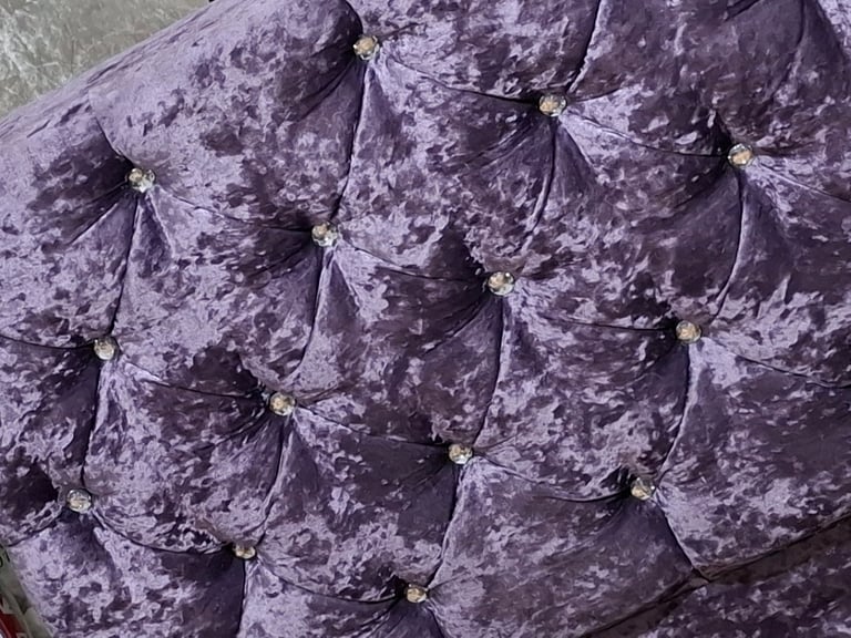 Double Velvet Diamantè Bed Frame [£80] (SAME DAY DELIVERY AVAILABLE)