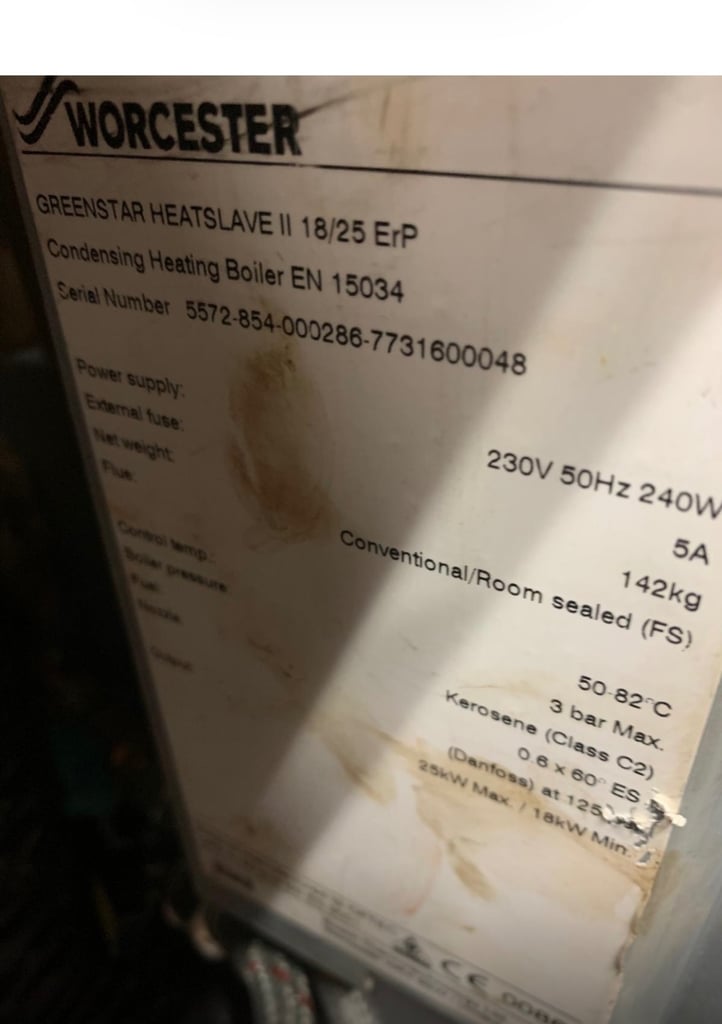 Worcester greenstar heatslave 2 18/25 ERP combi boiler 
