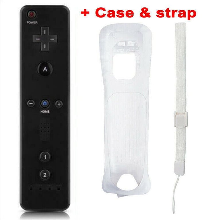 Wii Controller 2 Pack - Wii Remote with Silicone Case and Wrist Strap (black+white)