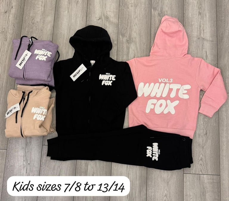 image for Kids white fox traksuits age 7 to 8