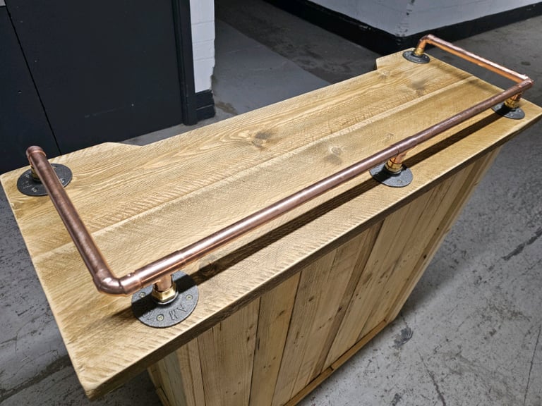 Rustic Reclaimed Wood & Copper Pipe Bar