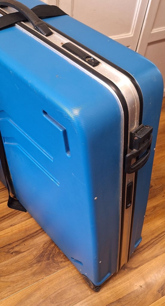 Hard wheeled case for transporting a bicycle eg to take on a plane journey. 