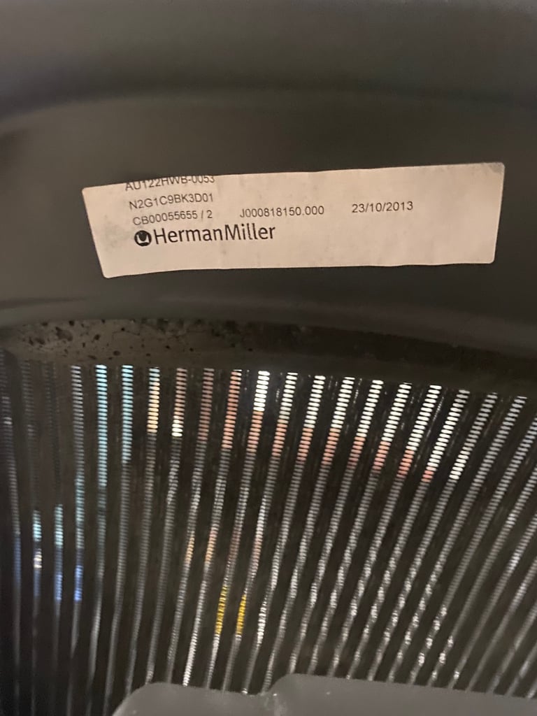 Herman Miller Size B Aeron Black Mesh Officeg Chair with Adjustable Armrests