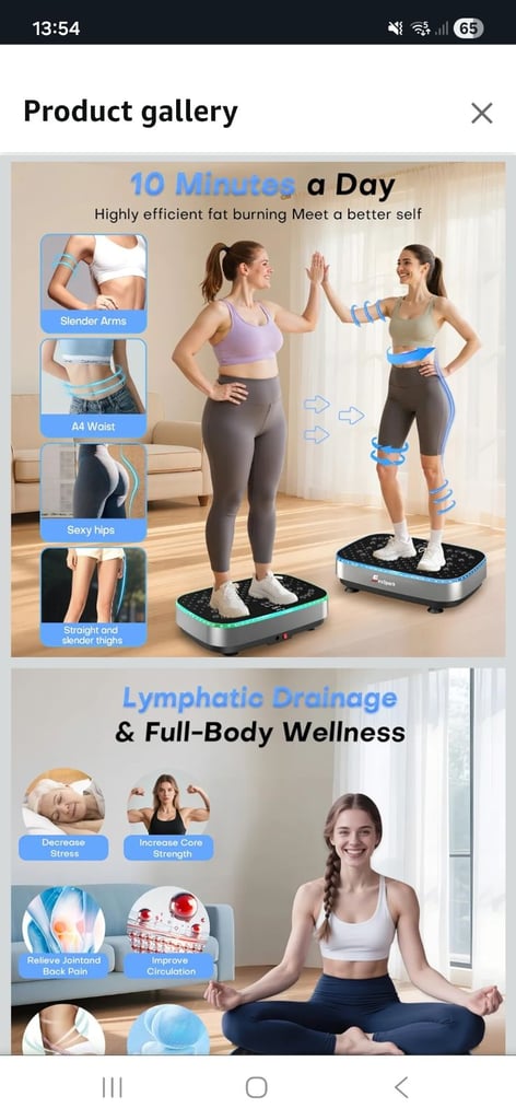 EvoSpark Vibration Plate Exercise Machine with 9 LED Light Effects, 2 in 1 Brushless Motors
