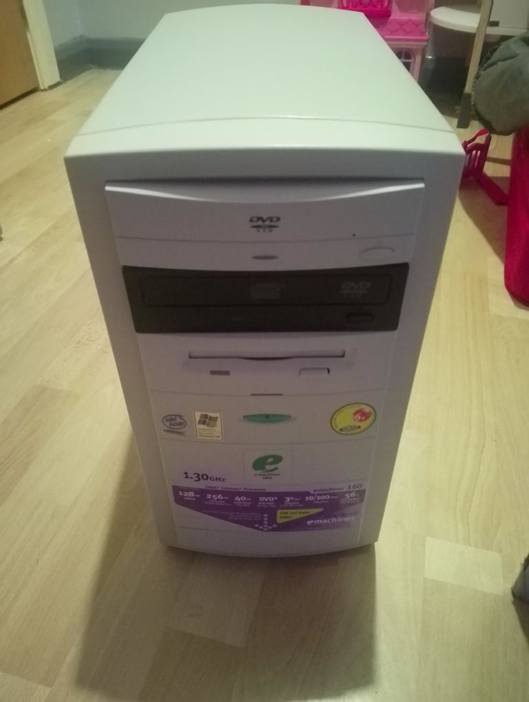 Boxed like new retro gaming pc from 2002 win xp with games 
