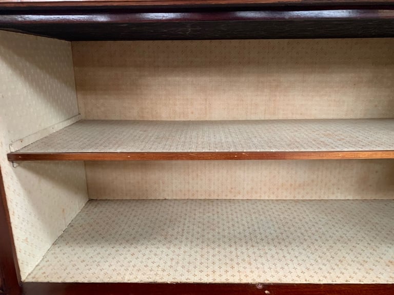 Display Cabinet with Glass Doors Raised on Square Tapering Legs Edwardian Style.