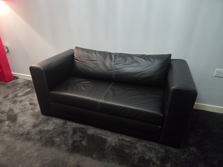 image for IKEA Askeby 2-seater sofa bed in black faux leather