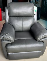 Grey Real Italian leather Electric Recliner Armchair 