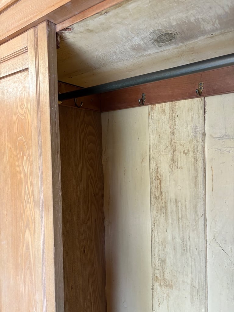 Antique Pine Double Wardrobe with mirror