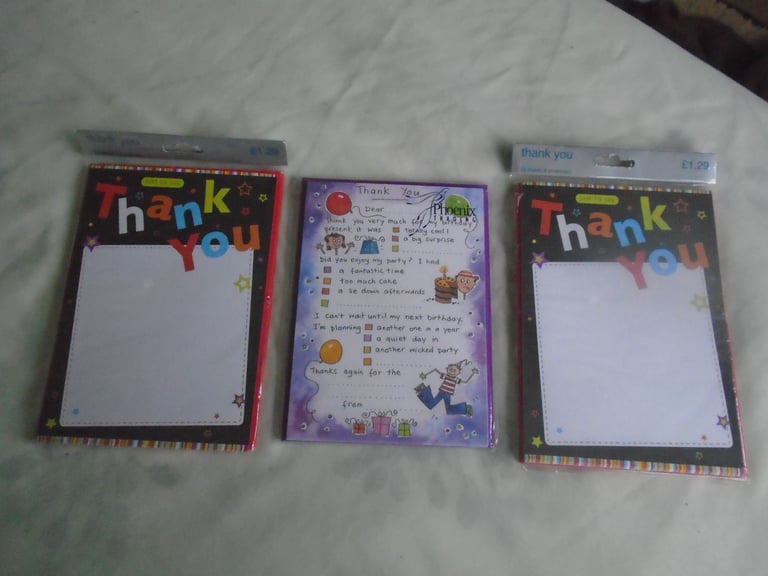 image for Child baby "Thank You" birthday present party gift cards x 3  -  unused - 50p EACH 