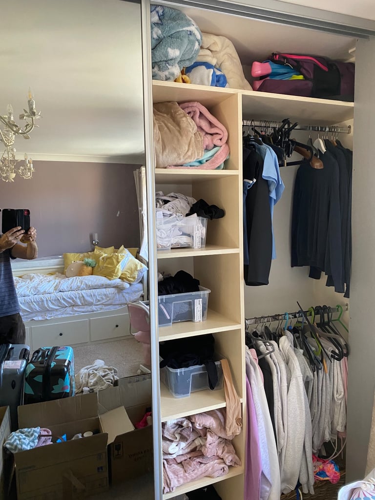 Wardrobe with mirror doors